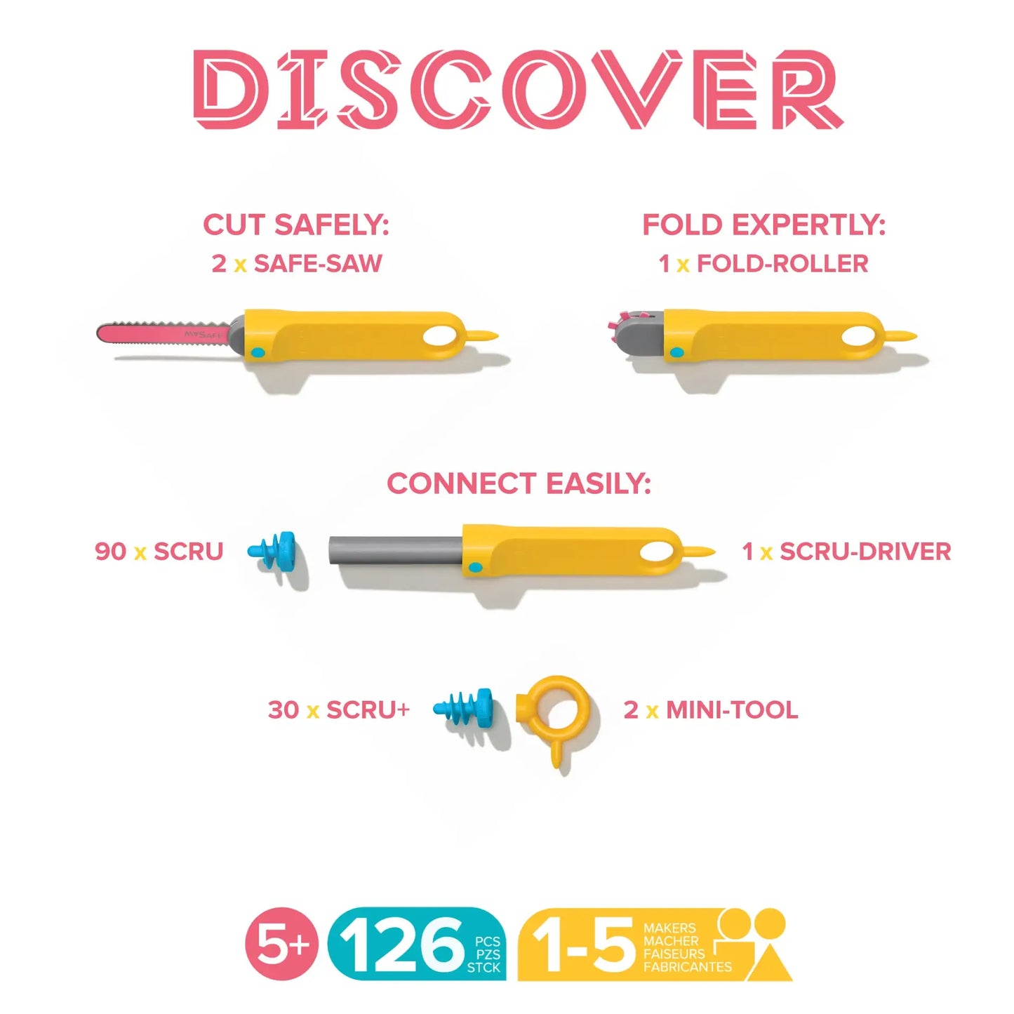 DISCOVER | Makedo Cardboard Construction Toolkit 1-5 Makers