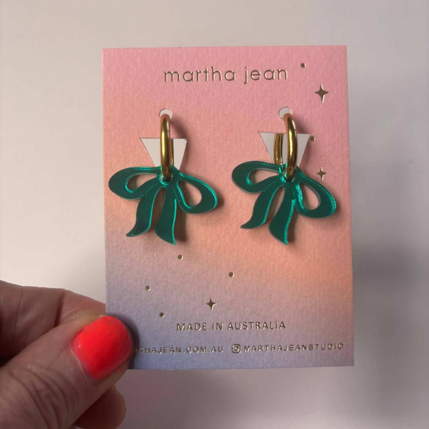Floppy Bow Earrings - green