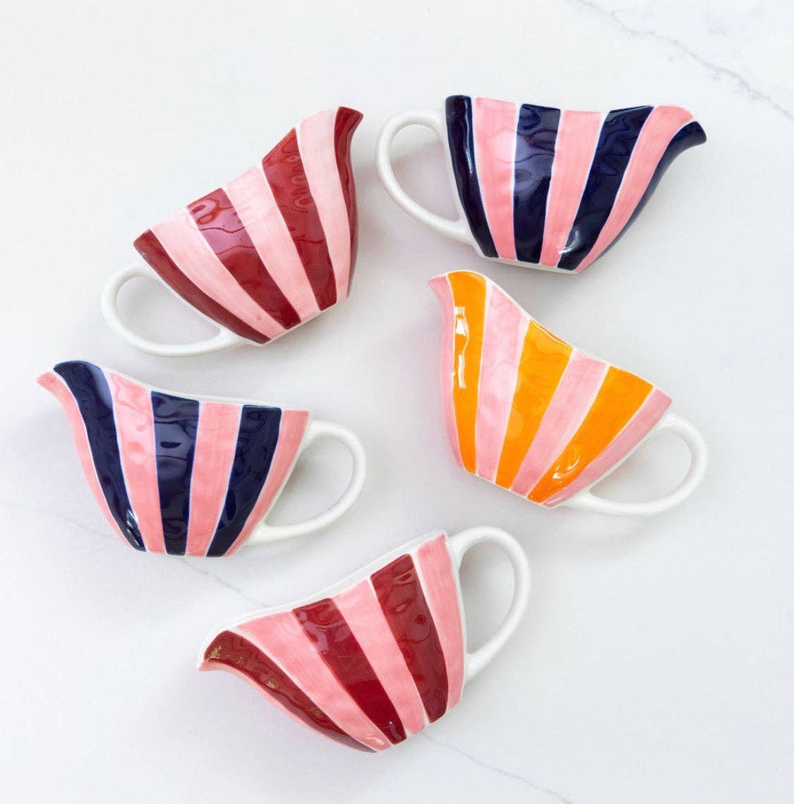 Ceramic Gravy Jug | Pink & Orange Stripe