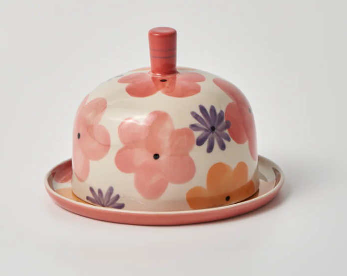 Ditsy Butter Dish - Pink
