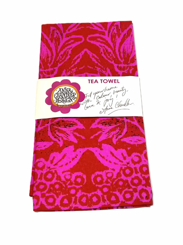 Tea Towel Cotton– Pink & Red Spice Island