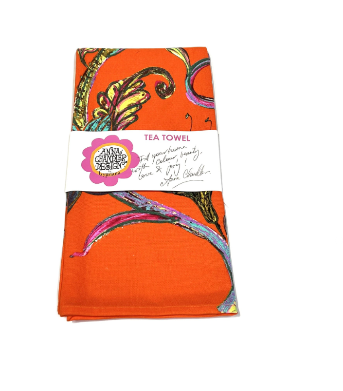 Tea Towel Cotton – Tree of Life Tangerine