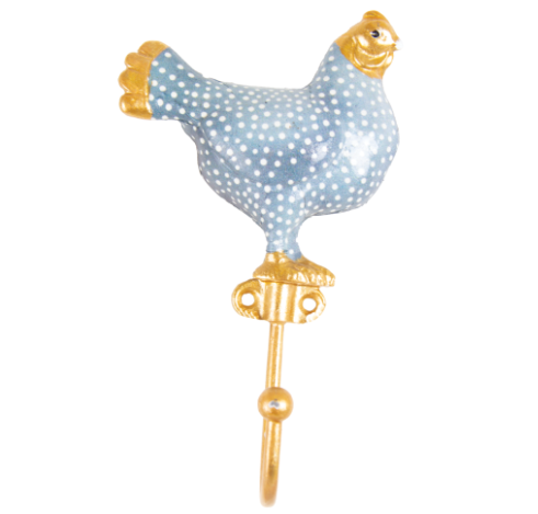 Chicken Pewter Hook - Cornflower
