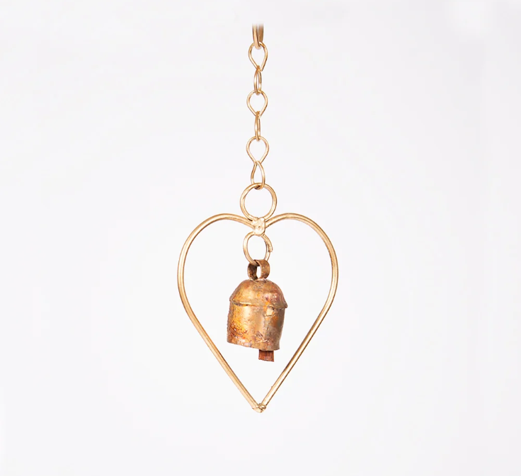 Brass Wind Chime One Heart