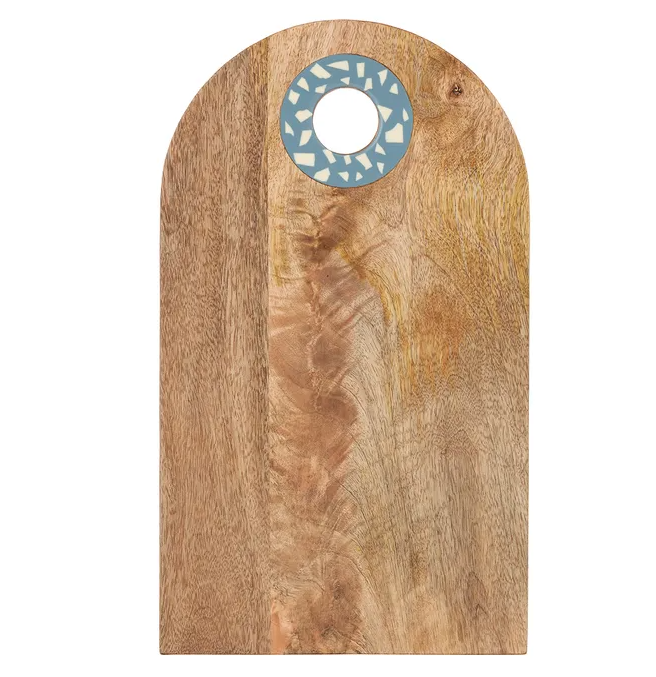Mila Wood Serve Board 22x38cm - Blue & Ivory