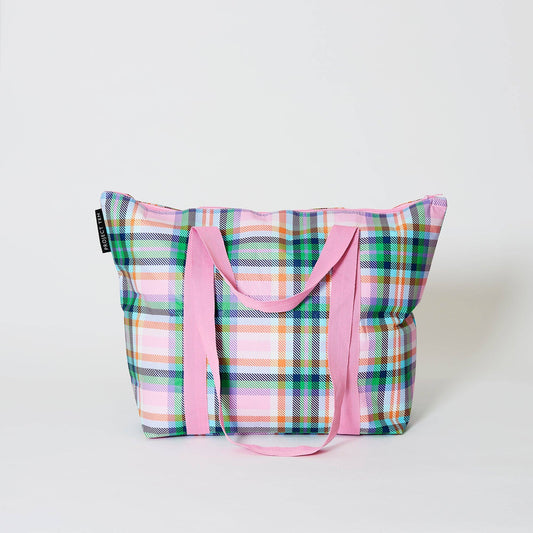 Plaid Zip Medium Tote