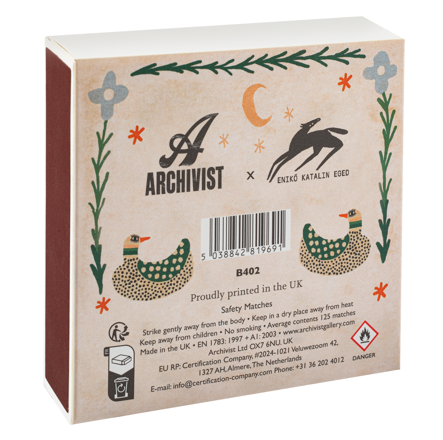 Spotted Duck | Square - Safety Matches