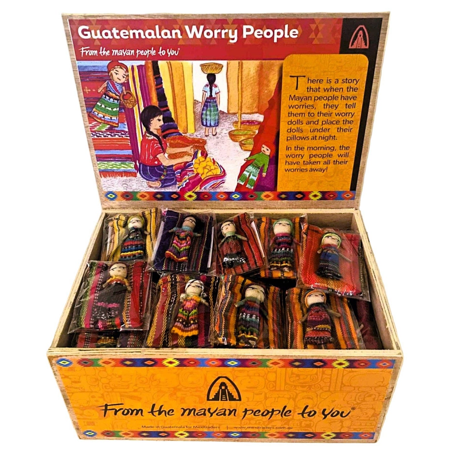 Single Worry Doll in a Textile Pouch Handmade - Assorted