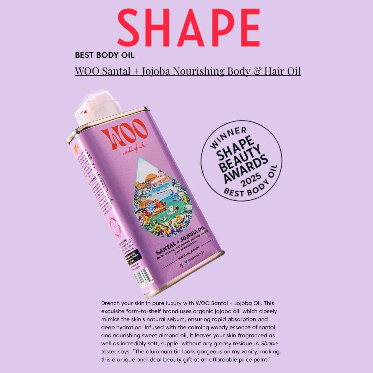 Santal + Jojoba Oil, 100% Organic