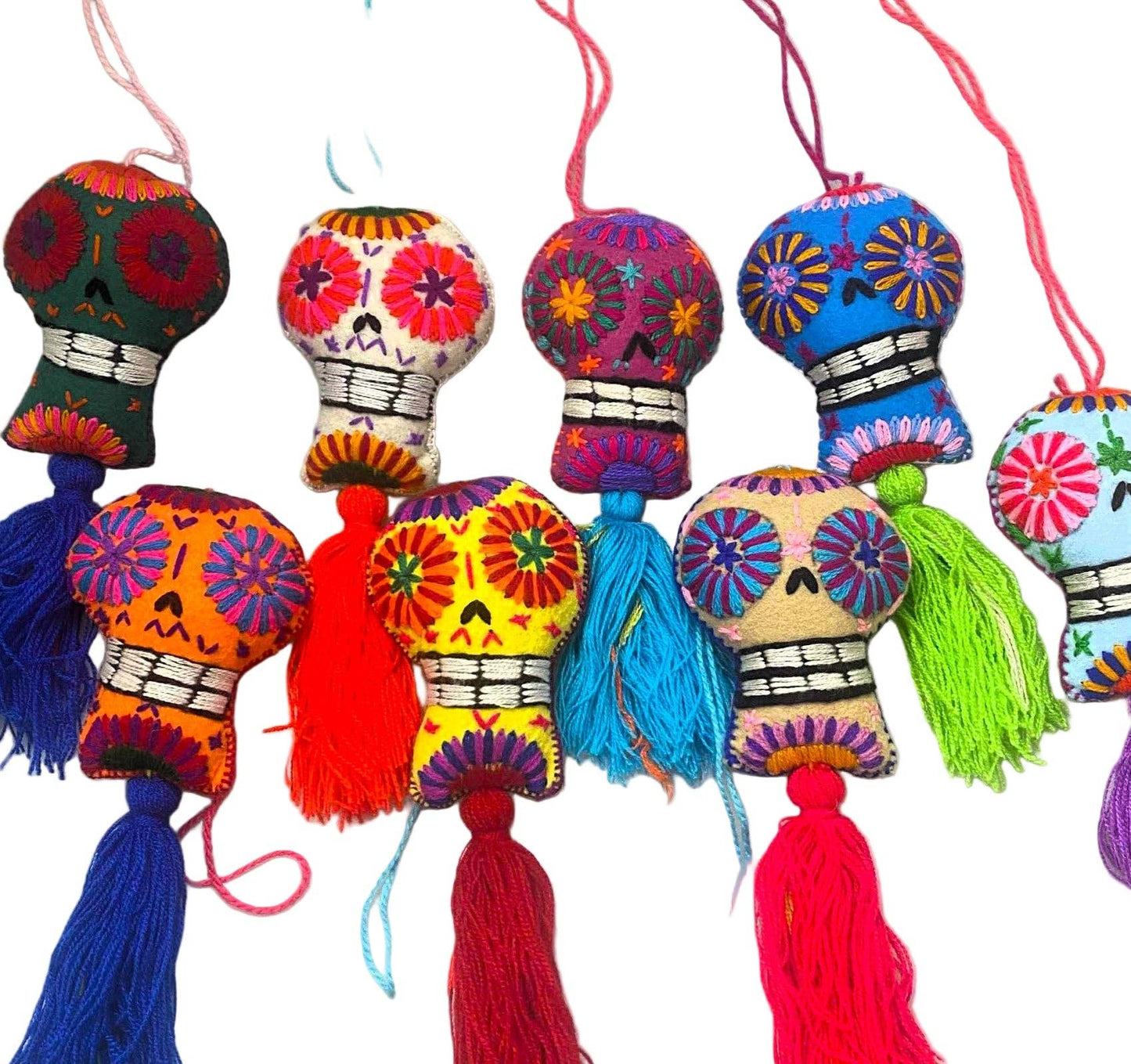 Hand Embroidered Colourful Mexican Sugar Skull - Assorted