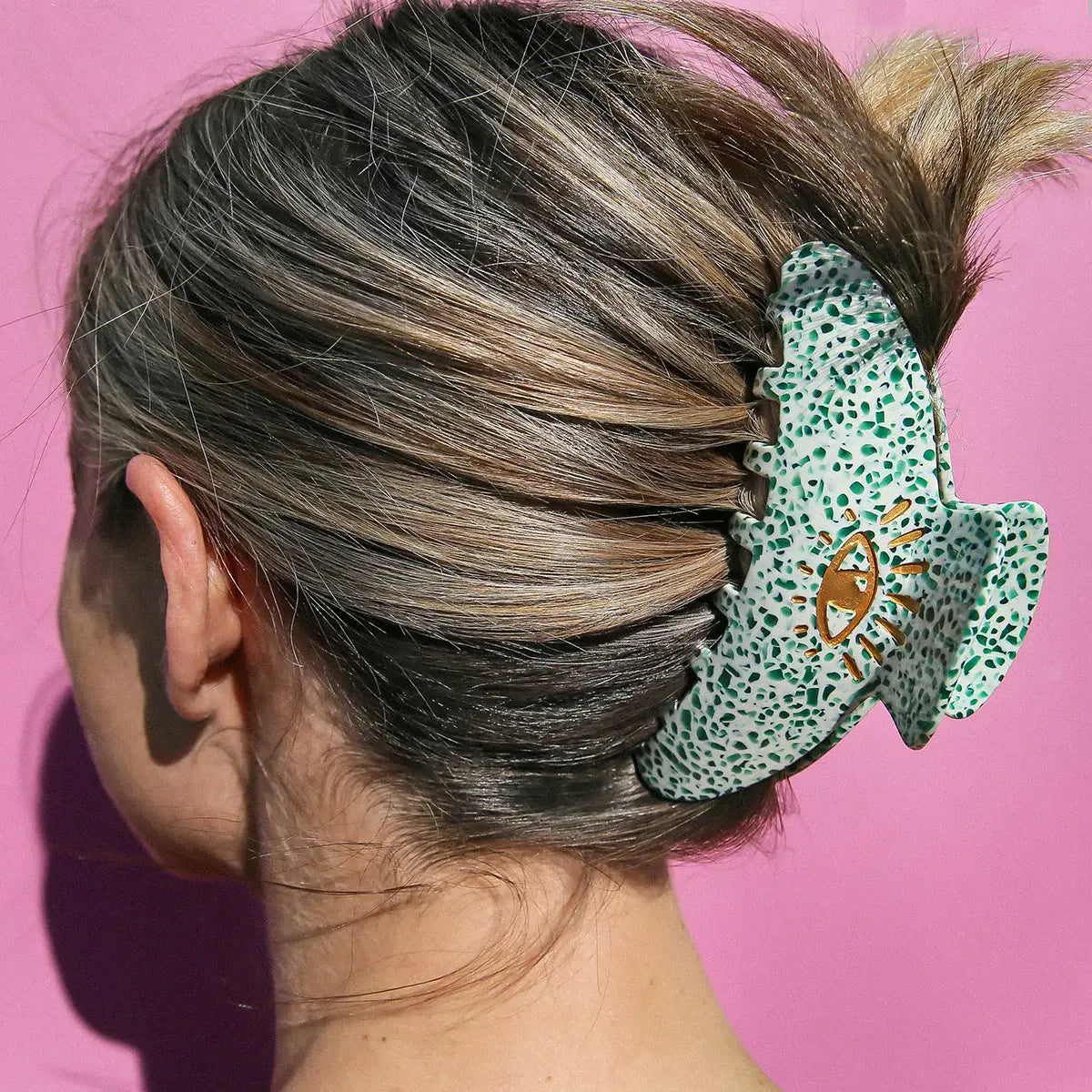 Hair Claw Green Terrazzo