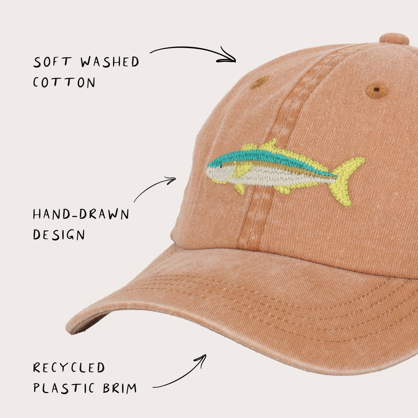 Adult Cap - Kingfish Fish Lid in Rust