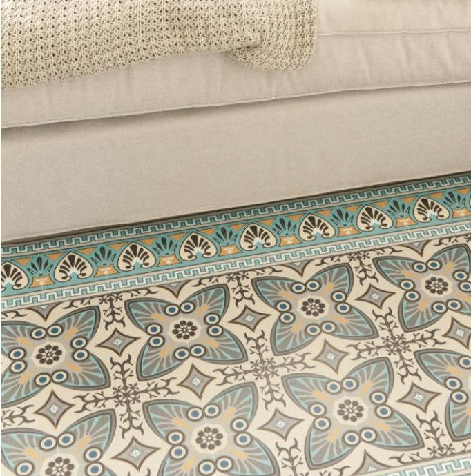 Vinyl Rug - Bella Barcelona Turquoise 70 x 120cm