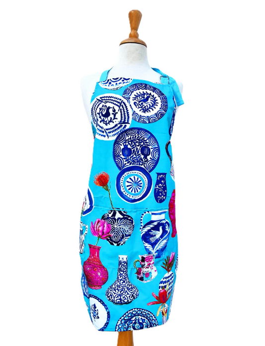Canvas Apron Vases on Turquoise