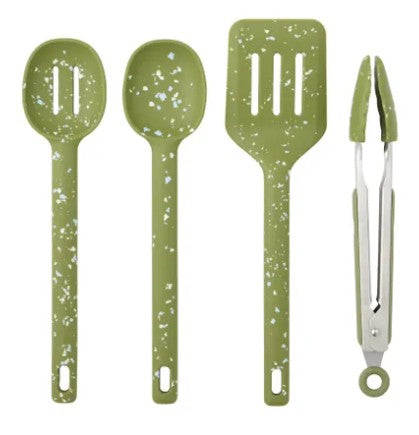 Kitchen 4pce Silicone Utensil Kit - Olive