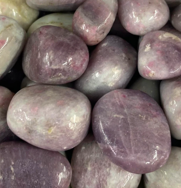 Crystal - Tumbled Tourmaline Pink in Lepidolite and Barite