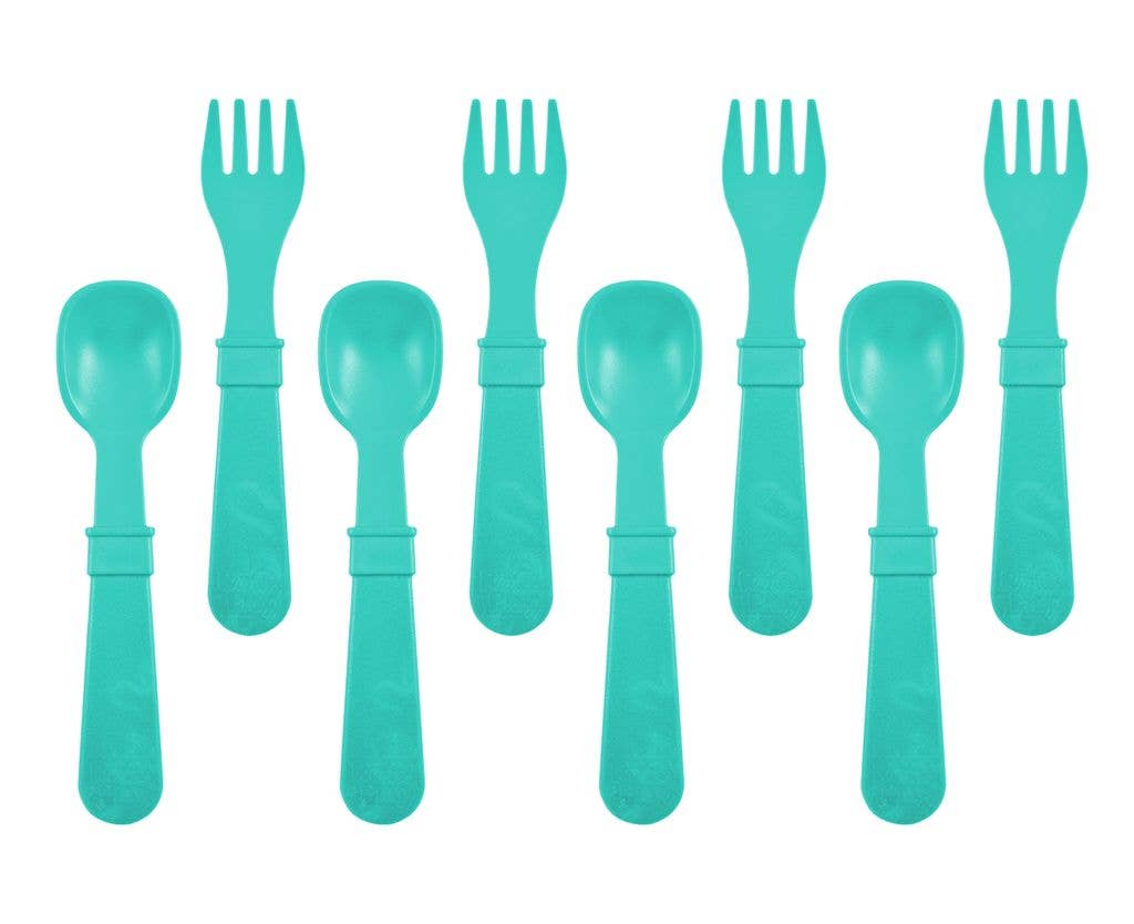 Re-Play Forks and Spoons - Aqua - 4 of each