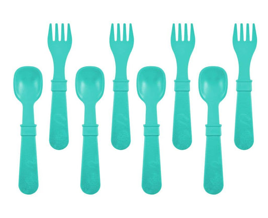 Re-Play Forks and Spoons - Aqua - 4 of each