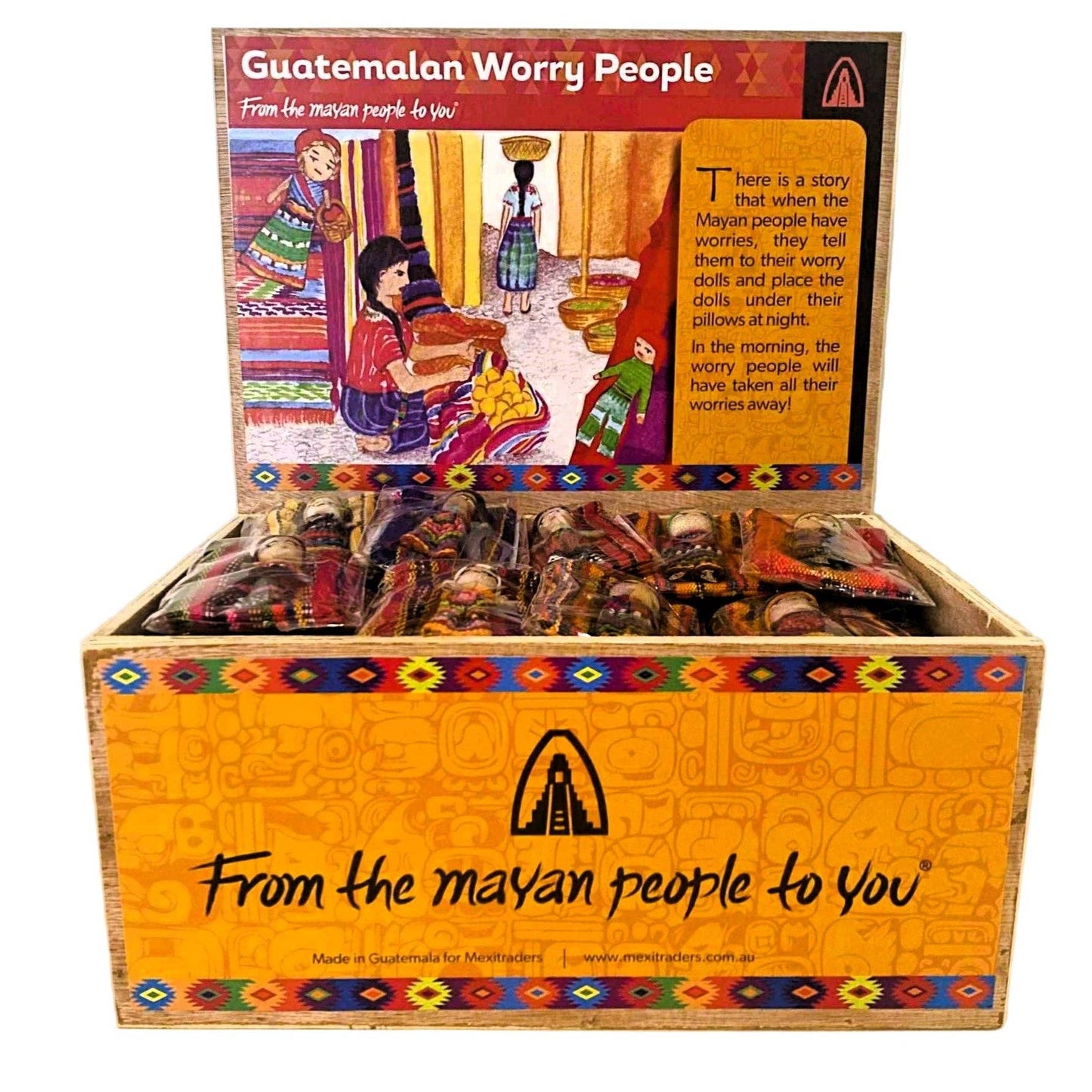 Single Worry Doll in a Textile Pouch Handmade - Assorted