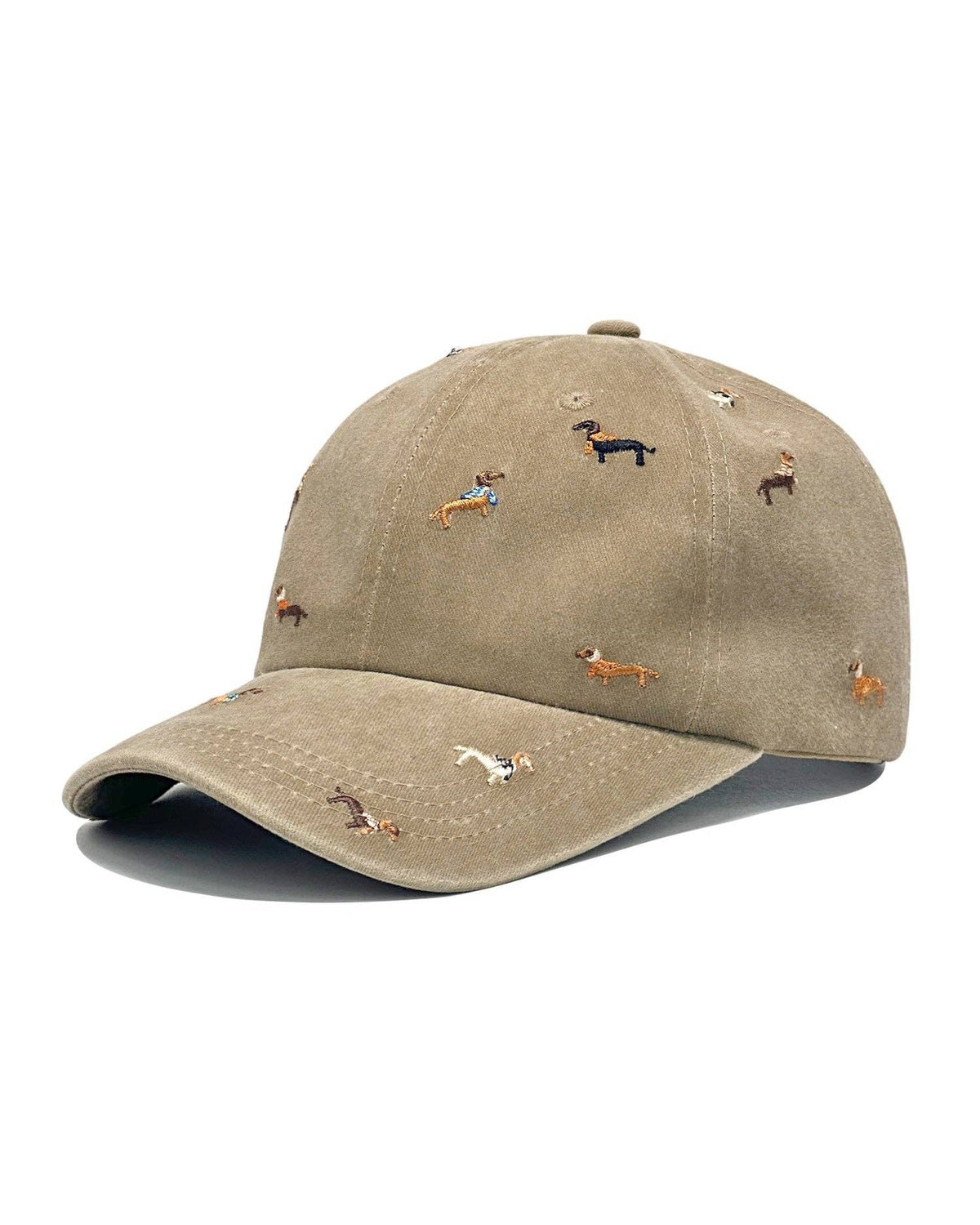 Top Dog – Dachshund Embroidered Cap – Beige