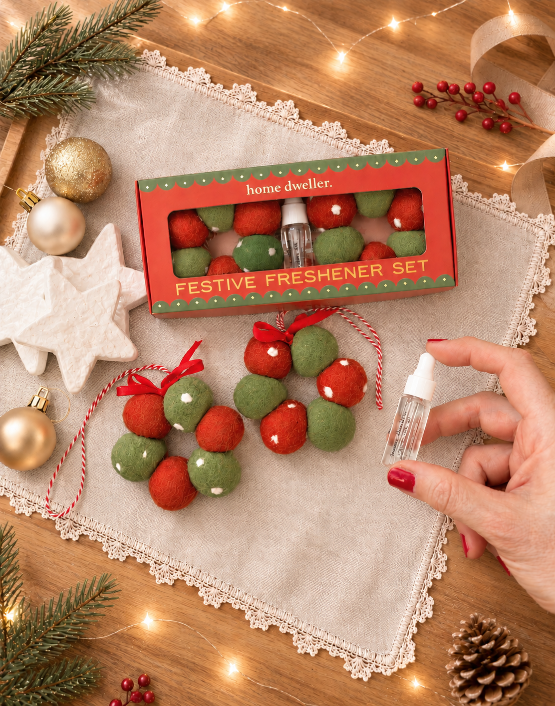 Festive Fresheners - POLKA DOTS - Reusable Scented Ornaments