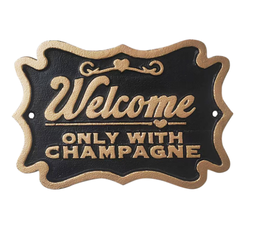 Cast Iron Sign - Champagne