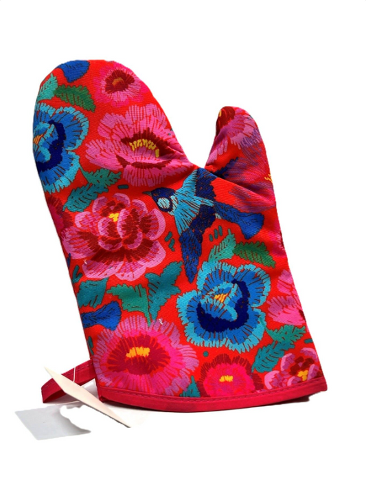 Oven Mitt Birds and Roses