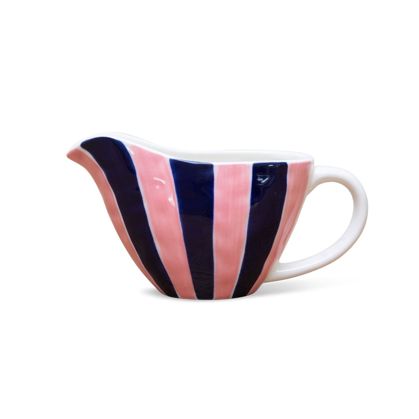 Ceramic Gravy Jug | Pink & Navy Stripe
