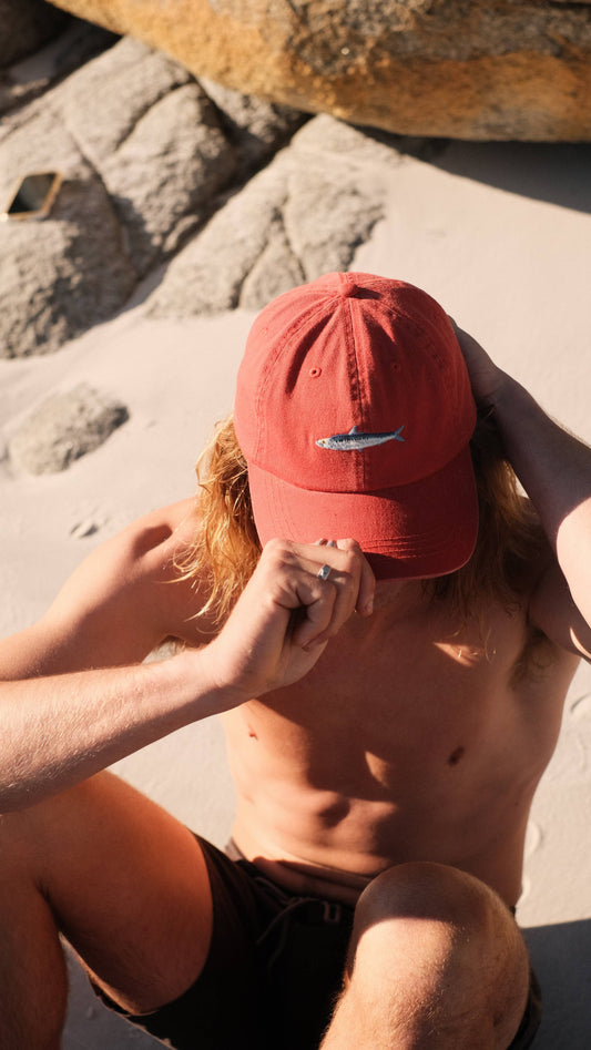 Adult Cap - Sardine Fish Lid in Red