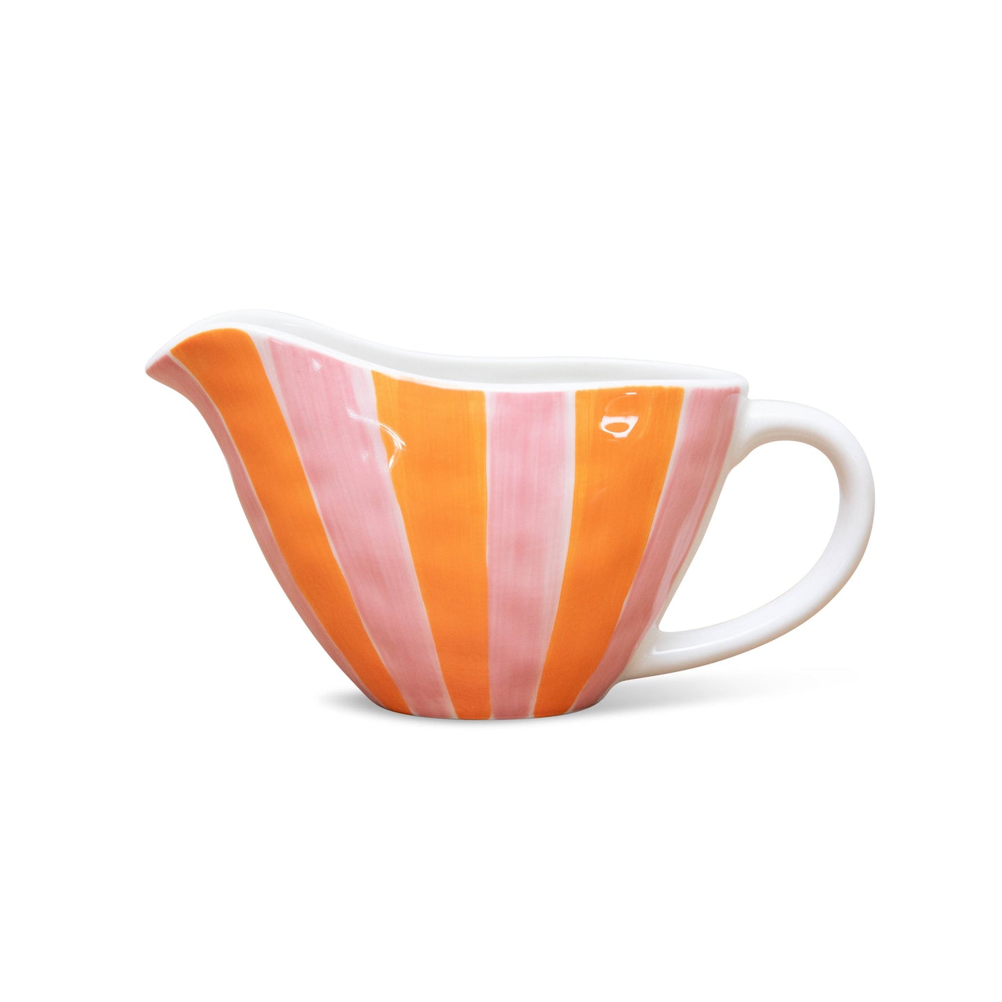 Ceramic Gravy Jug | Pink & Orange Stripe