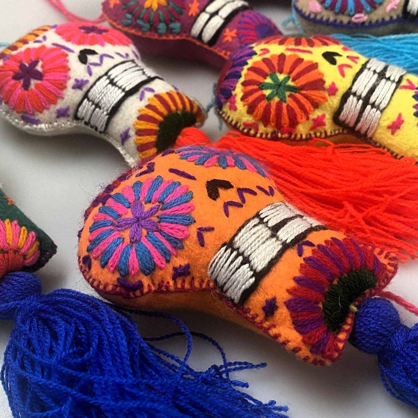 Hand Embroidered Colourful Mexican Sugar Skull - Assorted