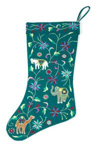 Fair Go Hand Embroidery Stocking Green