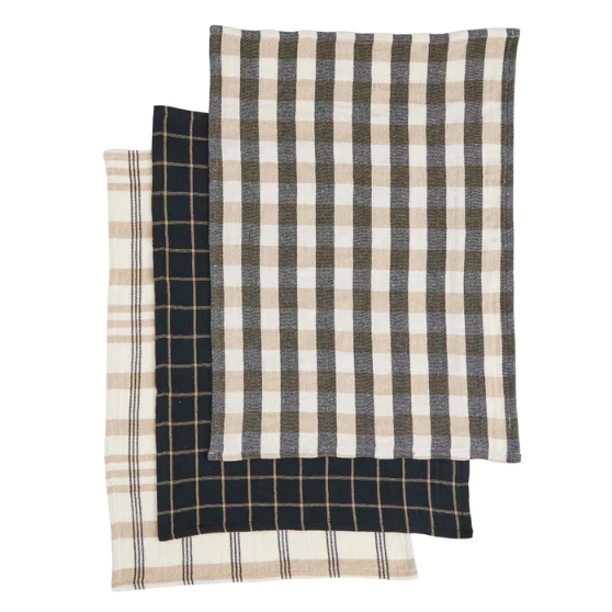 Kit Cotton Tea Towel Set 3 - Black