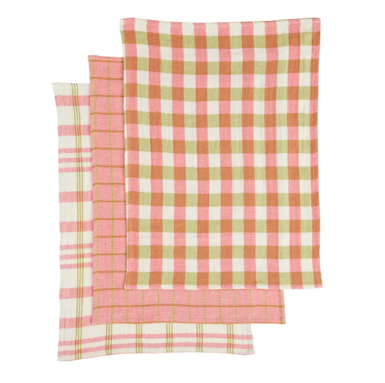 Kit Cotton Tea Towel Set 3 - Pink