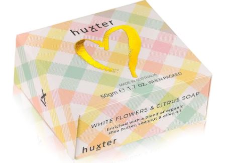 Huxter Mini Boxed Guest Soap - Pastel Check White Flower & Citrus