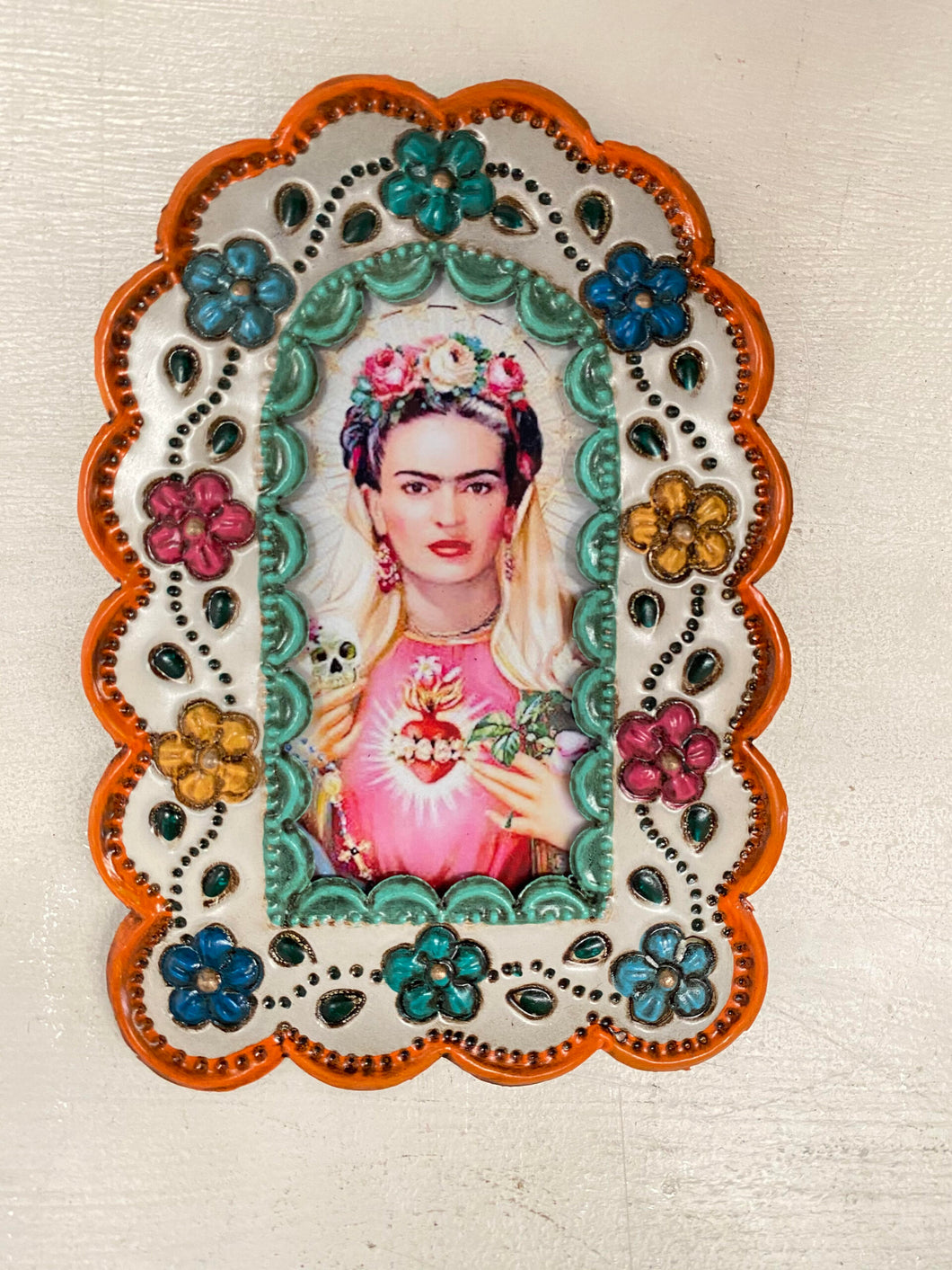 Tin Artwork  - Frida Kahlo (Cream/Red)