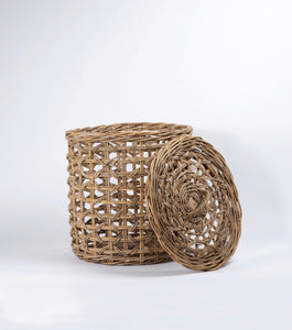 Rattan Laundry Hamper with Lid - Small