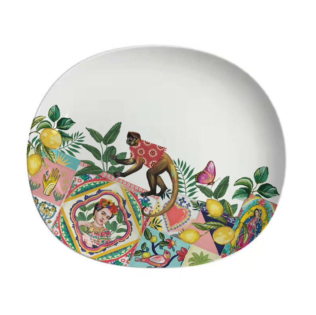 Oval Serving Dish- Mexican Folklore Tiles